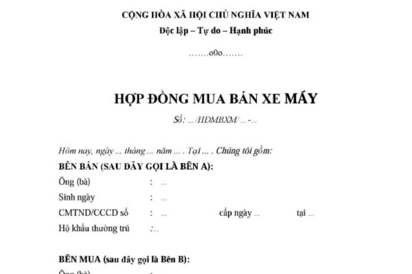Hợp đồng mua bán xe SYM